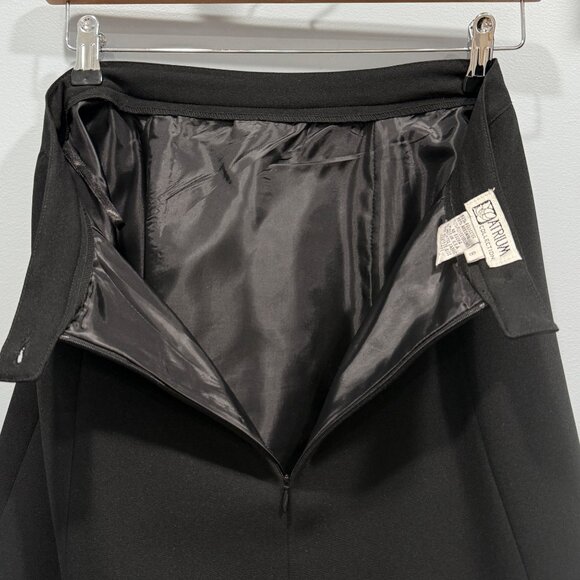 VTG Y2K Atrium 2 Piece Black Skirt Suit Satin Collar Career Whimsigoth Size 8 - Picture 8 of 16